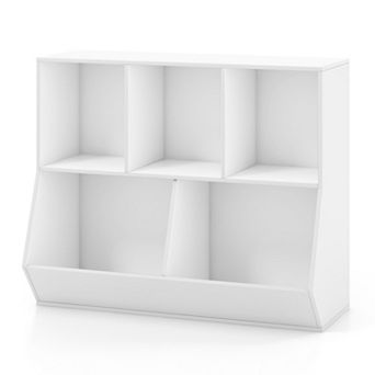 5-Cube Wooden Kids Toy Storage Organizer with Anti-Tipping Kits