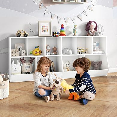 Kids Toy Storage Organizer Bookshelf 5 Cube Wooden Bookcase With Anti Tip Kit