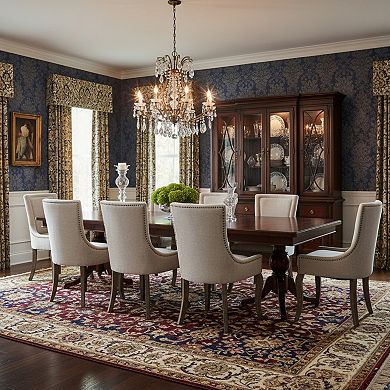 GOMYHOME Upholstered Linen-Look Fabric Dining Chair, Nailhead Trim, Rustic Distressed Wood Legs