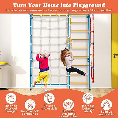 7 in 1 Indoor Gym Playground Swedish Wall Ladder for Kids