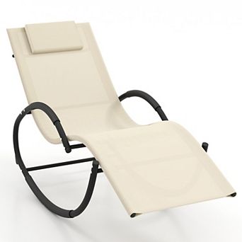 Heavy-Duty Rocking Chair - 350lbs Capacity, UV-Resistant Fabric & Removable Headrest
