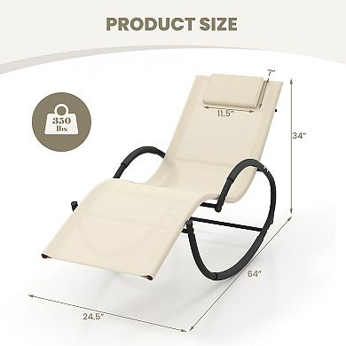Heavy-Duty Rocking Chair - 350lbs Capacity, UV-Resistant Fabric & Removable Headrest