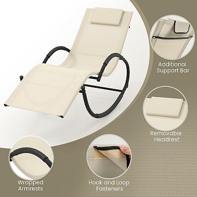 Heavy-Duty Rocking Chair - 350lbs Capacity, UV-Resistant Fabric & Removable Headrest