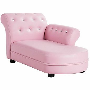 Kids Chaise Lounge Sofa With Armrests Waterproof PVC Leather