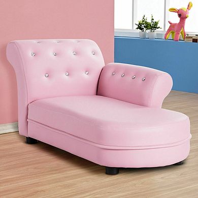 Kids Chaise Lounge Sofa With Armrests Waterproof PVC Leather