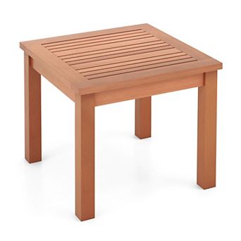 18-Inch Square Wooden Adirondack Side Table with Slatted Top for Indoor and Outdoor Use