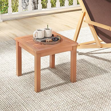 Wood Adirondack Side Table 18 Inch Square Outdoor End Table
