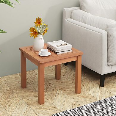 Wood Adirondack Side Table 18 Inch Square Outdoor End Table