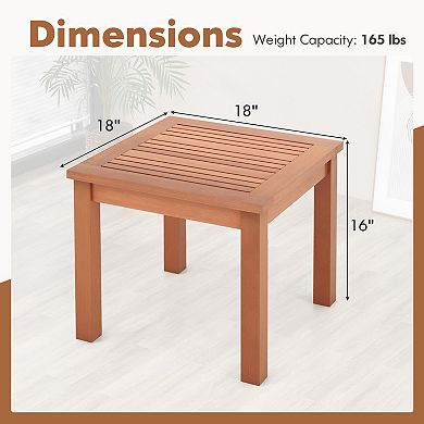 Wood Adirondack Side Table 18 Inch Square Outdoor End Table