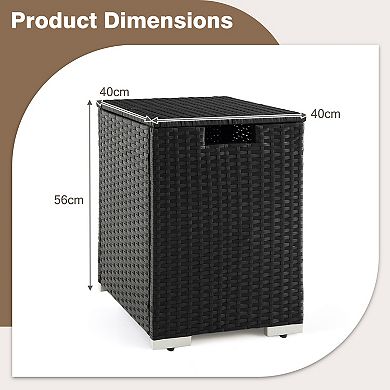 Patio Rattan Propane Tank Cover Side Table for 20 Lb Gas Tank