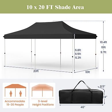10 x 20 Ft Pop Up Canopy Tent Portable Instant Gazebo With Carry Bag