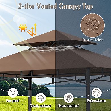 Outdoor Grill Gazebo 8 x 5 Ft BBQ Canopy With Shelves And Hooks