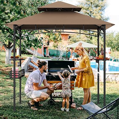 Outdoor Grill Gazebo 8 x 5 Ft BBQ Canopy With Shelves And Hooks