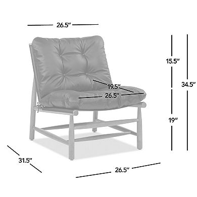 GOMYHOME Mid-Century Modern Tufted Faux Leather Accent Chair with Walnut Wood Frame