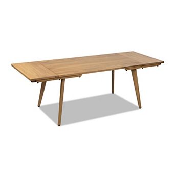 GOMYHOME Solid Oak Extendable Dining Table, Mid-Century Wood Kitchen Table