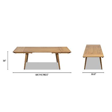 GOMYHOME Solid Oak Extendable Dining Table, Mid-Century Wood Kitchen Table