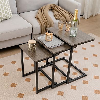 3 Piece Multifunctional End Table Set for Living Room