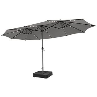 15 Feet Double-Sided Patio Umbrella with 48 LED Lights