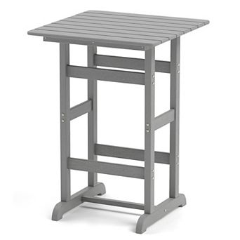 30 Inch Square Bar Table with Slatted Tabletop for Poolside