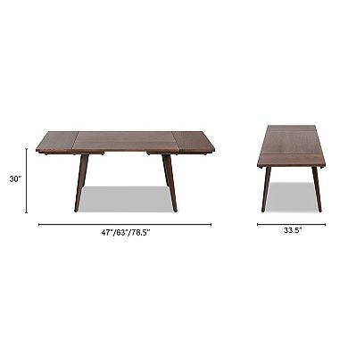 GOMYHOME 78.5" Solid Oak Extendable Dining Table, Mid-Century Wood Kitchen Table