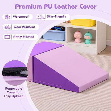 2 Piece Step and Slide Foam Climber Play Set for Toddlers