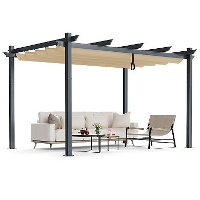 Retractable Pergola 10 x 13 Ft Outdoor Aluminum Patio Canopy Shelter