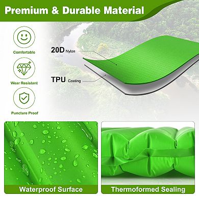 3 Inch Thick Inflatable Waterproof Camping Sleeping Pad-Green