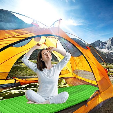 3 Inch Thick Inflatable Waterproof Camping Sleeping Pad-Green