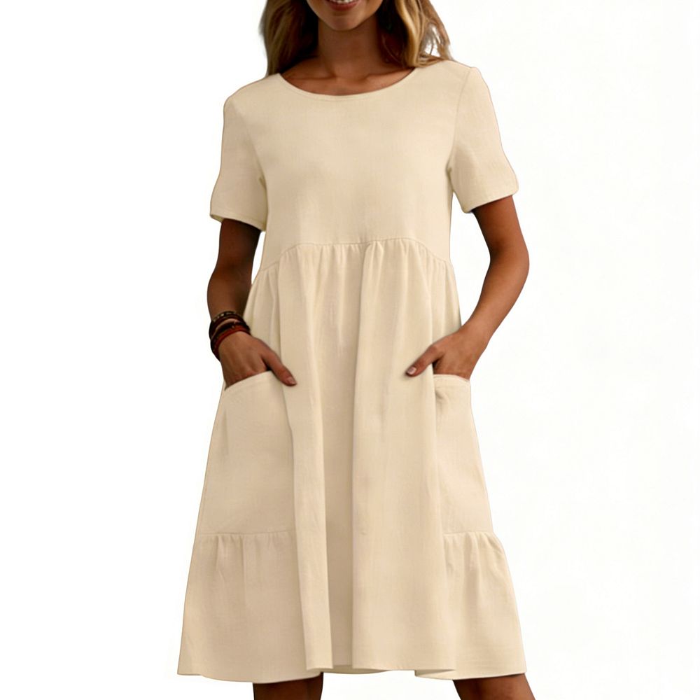 Women's A-Line Pocket Dress - Short Sleeve Flowy Casual Dress for Daily ...
