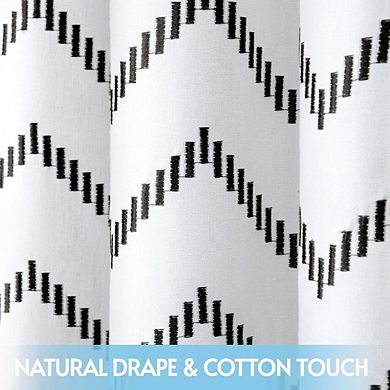 Black and White Boho Cotton Shower Curtain, 72x72