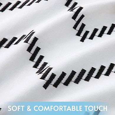 Black and White Boho Cotton Shower Curtain, 72x72