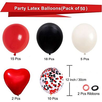 Red Black White Party Balloons 50 Pack