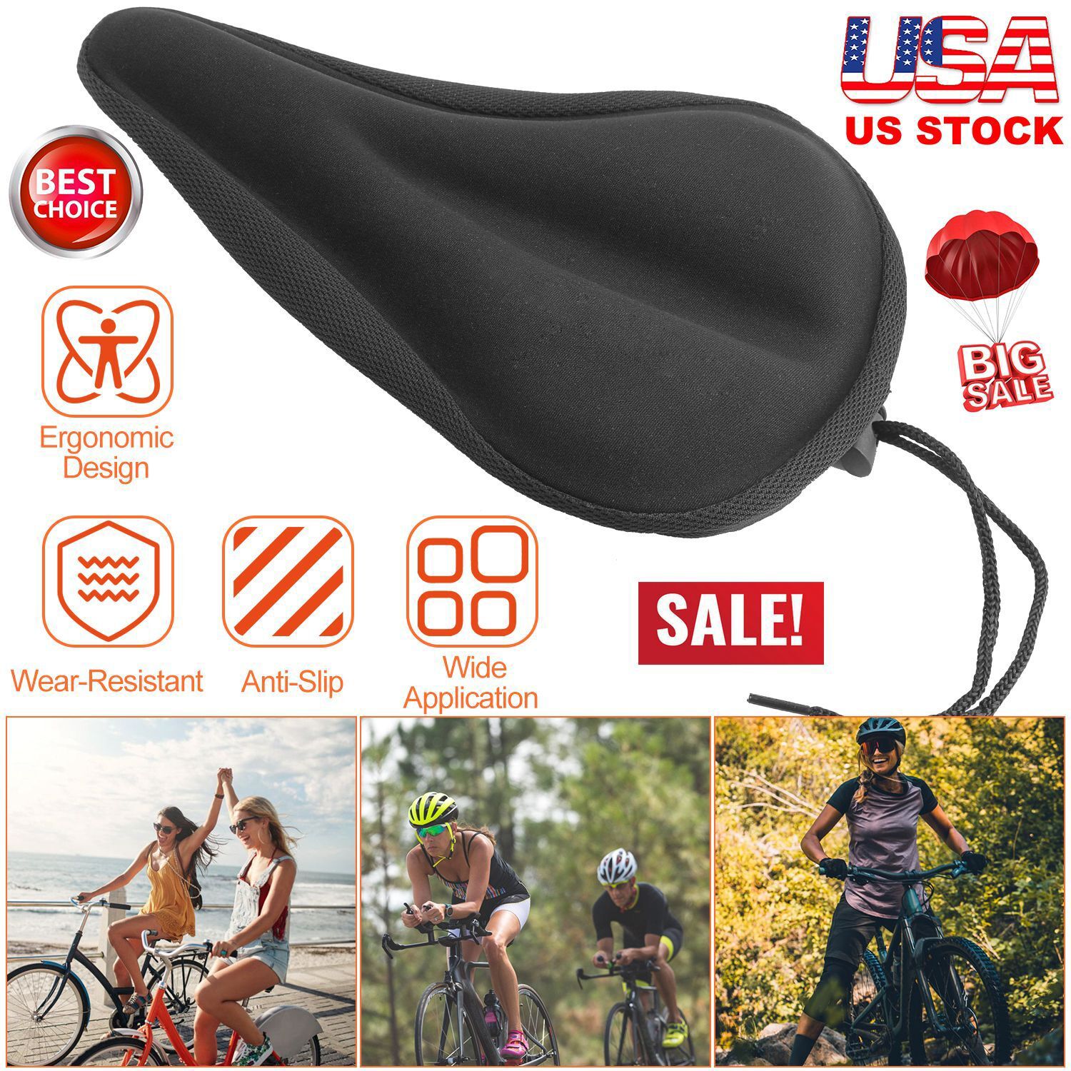 Bike Seat Cushion, Arespark Ultralight Soft Gel Seat Pad, Slip
