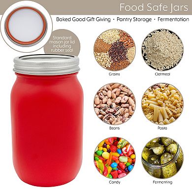 Red and White Mason Jars (Set of 3 Jars)