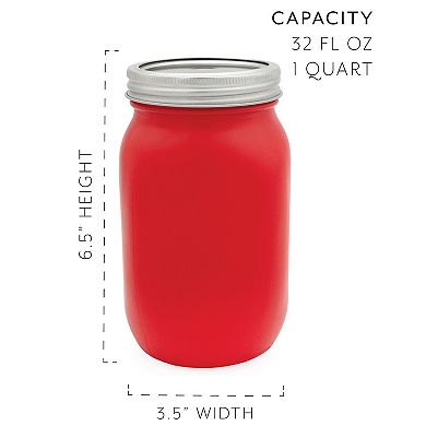 Red and White Mason Jars (Set of 3 Jars)