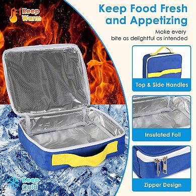 Kids Thermal Lunch Box with 2 Compartments, Insulated Bag & Utensils