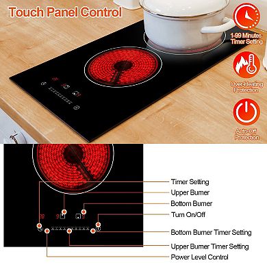 Dual Induction Burner Electric Cooktop 1900W with Timer & 9 Power Levels