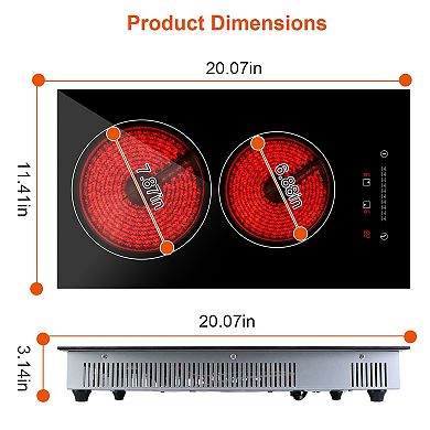 Dual Induction Burner Electric Cooktop 1900W with Timer & 9 Power Levels