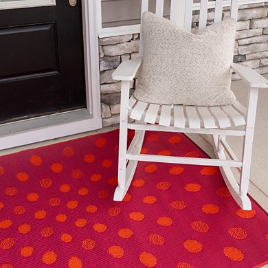 Crazy Dots Orange and Red Rug