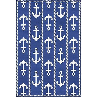 Anchor Blue and White Rug