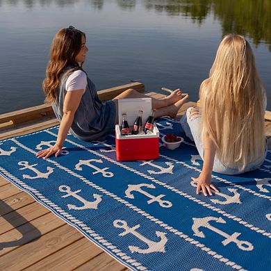 Anchor Blue and White Rug