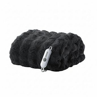 Faux Fur Electric Blanket w/Heat Settings, Soft Bubble Blanket w/Auto-Off & Overheat Protection
