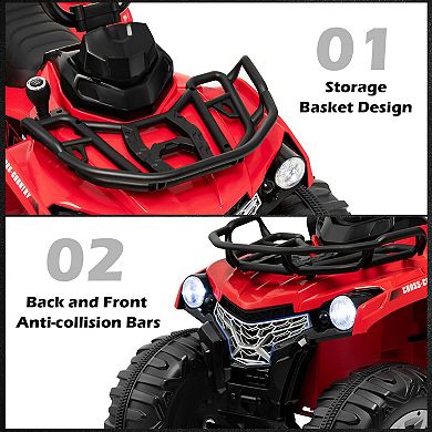 12V Kids Electric ATV 4-Wheeler with MP3 and Headlights - Red
