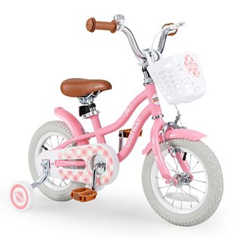 Kids Bike with Training Wheels and Basket, Ages 4 to 8