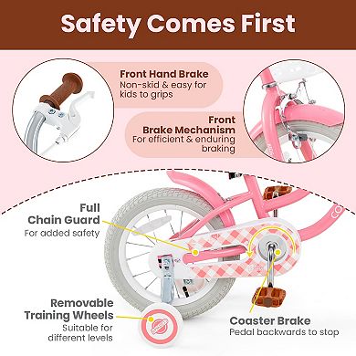 Kids Bike with Training Wheels and Basket, Ages 4 to 8