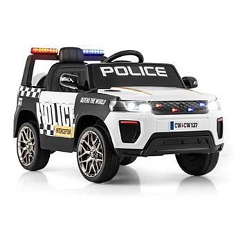 12V Kids Ride On Police Car with Remote and Siren Lights - White