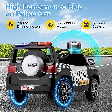 12V Kids Ride On Police Car With Remote Control And Siren Lights