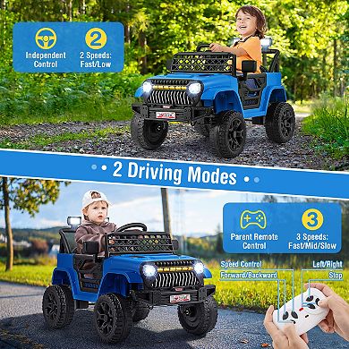 Kids Ride on Truck with Lockable Doors, 12V Electric Ride on Toy