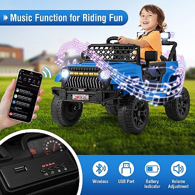 Kids Ride on Truck with Lockable Doors, 12V Electric Ride on Toy