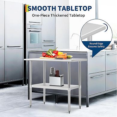 IDEALHOUSE Stainless Steel Prep Table with Adjustable Shelf